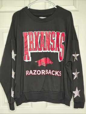 Gameday Couture Arkansas Razorbacks Sequin Star Crewneck Black Size M